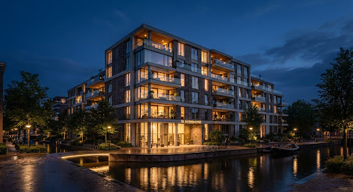Modern appartementengebouw in een Nederlandse stad.